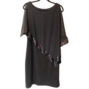 Scarlett Dress Black Cold Shoulder Sequin Drape Accent Size 10